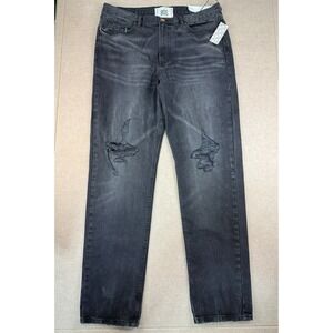 BDG Mens Jeans 36 Black Distressed‎ Sneaker Stack Skinny Fit Dark Wash Mid Rise